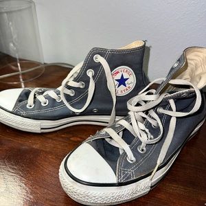 Navy blue high top converse